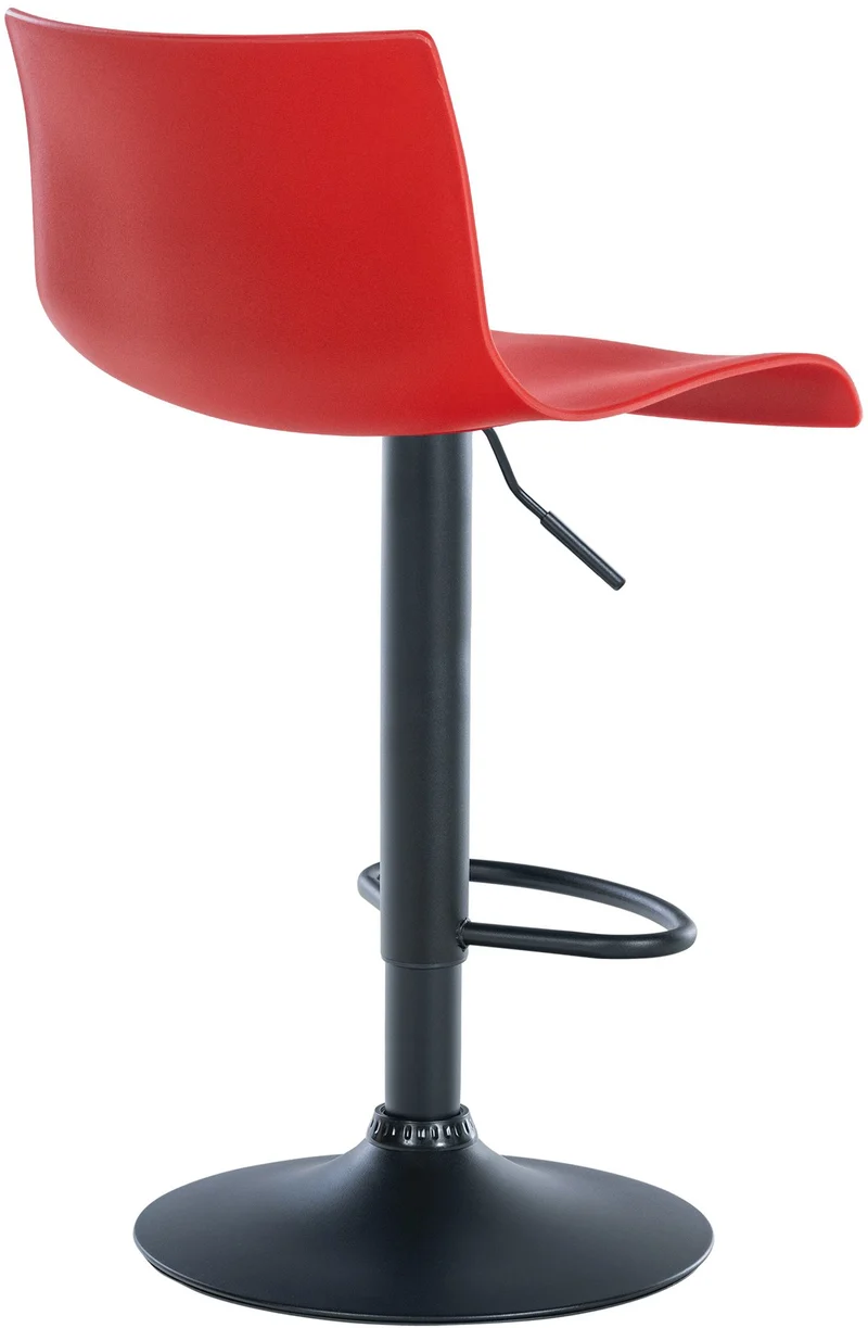 Tabouret de bar x1 design simple avec repose-pieds en plastique rouge pieds en métal noir 10_0004552