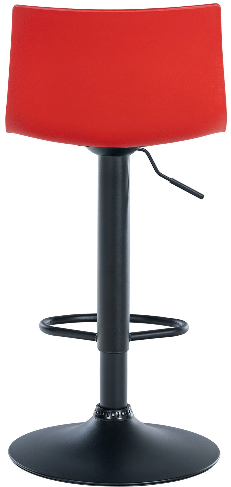 Tabouret de bar x1 design simple avec repose-pieds en plastique rouge pieds en métal noir 10_0004552