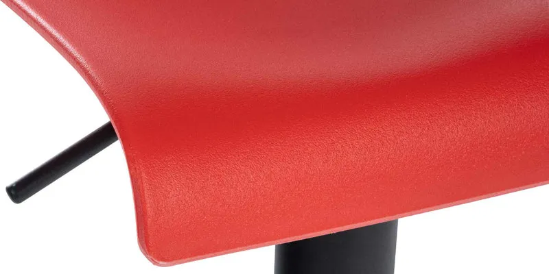 Tabouret de bar x1 design simple avec repose-pieds en plastique rouge pieds en métal noir 10_0004552