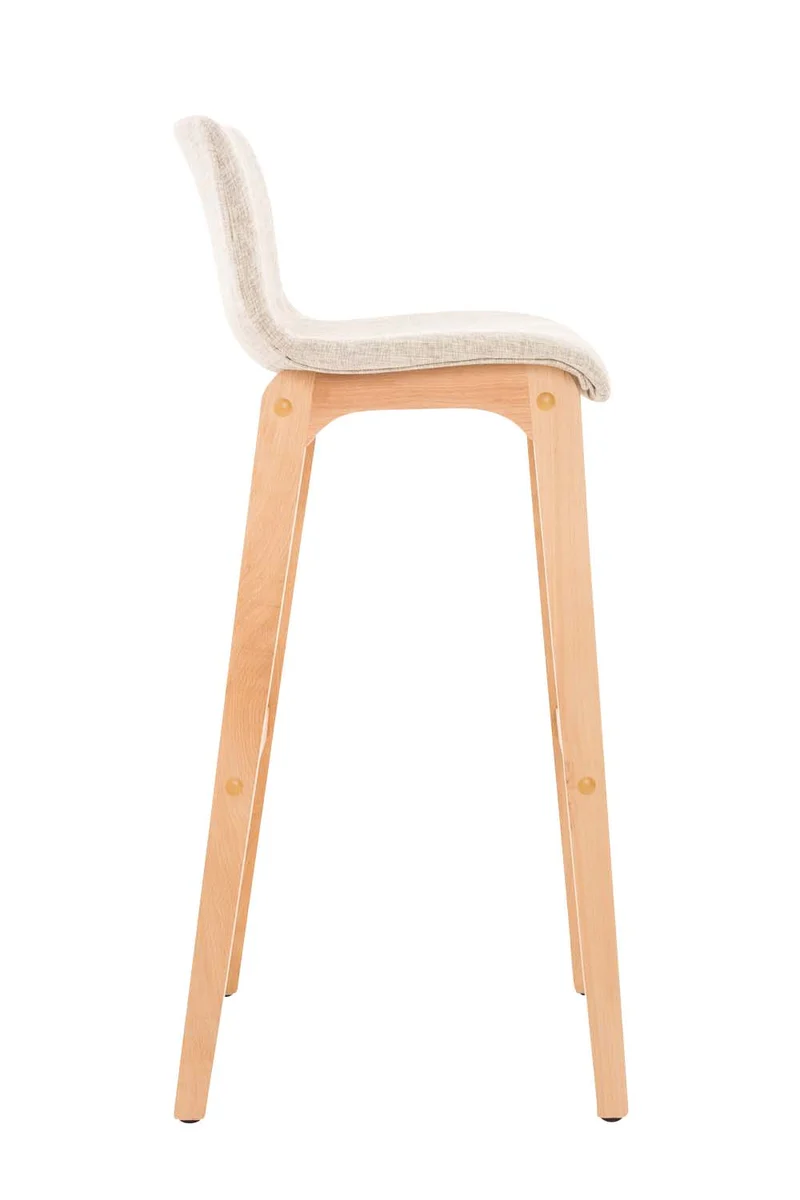 Tabouret de bar x1 avec repose-pieds structure de 4 pieds en bois assise en tissu crème 10_0004972