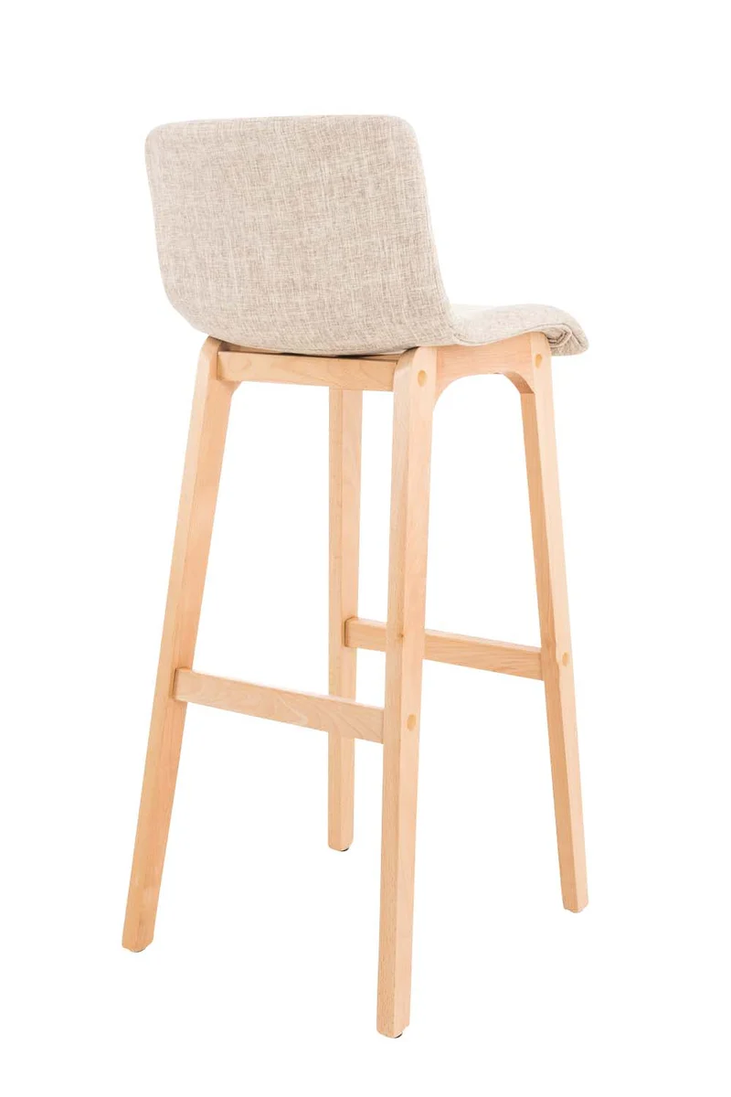 Tabouret de bar x1 avec repose-pieds structure de 4 pieds en bois assise en tissu crème 10_0004972