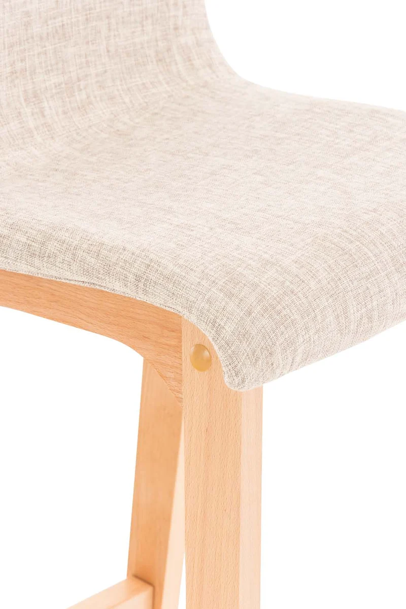 Tabouret de bar x1 avec repose-pieds structure de 4 pieds en bois assise en tissu crème 10_0004972