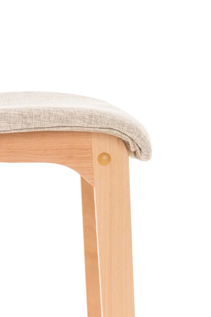 Tabouret de bar x1 avec repose-pieds structure de 4 pieds en bois assise en tissu crème 10_0004972
