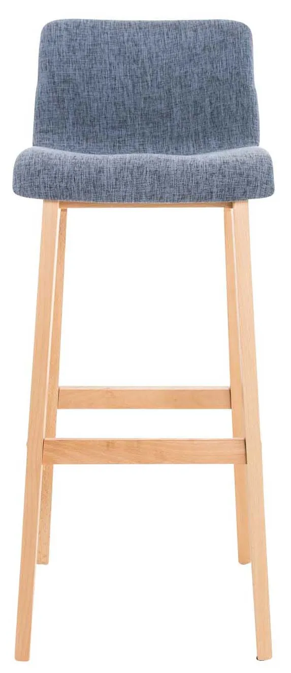 Lot de 2 tabourets de bar design avec structure de 4 pieds en bois et assise en tissu bleu 10_0004209