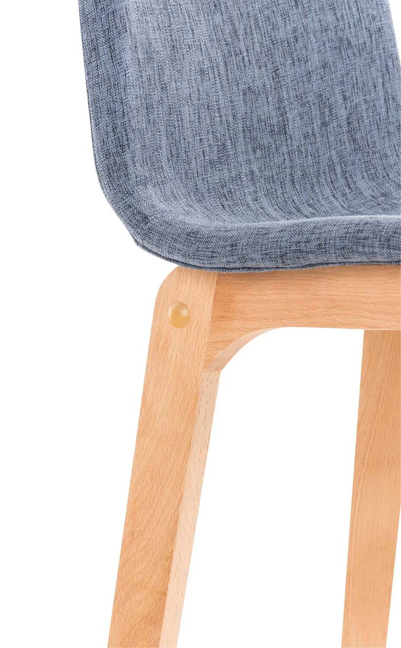 Lot de 2 tabourets de bar design avec structure de 4 pieds en bois et assise en tissu bleu 10_0004209