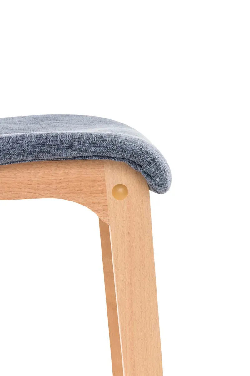 Lot de 2 tabourets de bar design avec structure de 4 pieds en bois et assise en tissu bleu 10_0004209