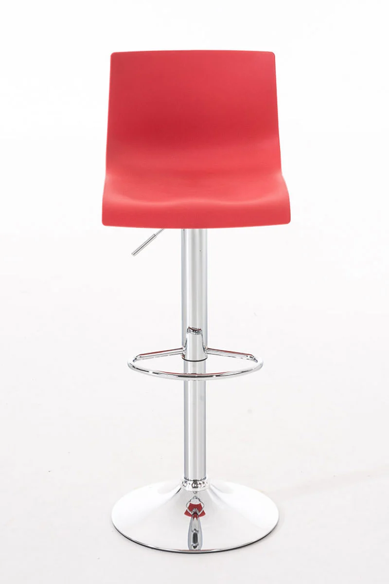 Lot de 2 tabourets de bar design classique hauteur réglable en plastique rouge et métal chromé 10_0000686