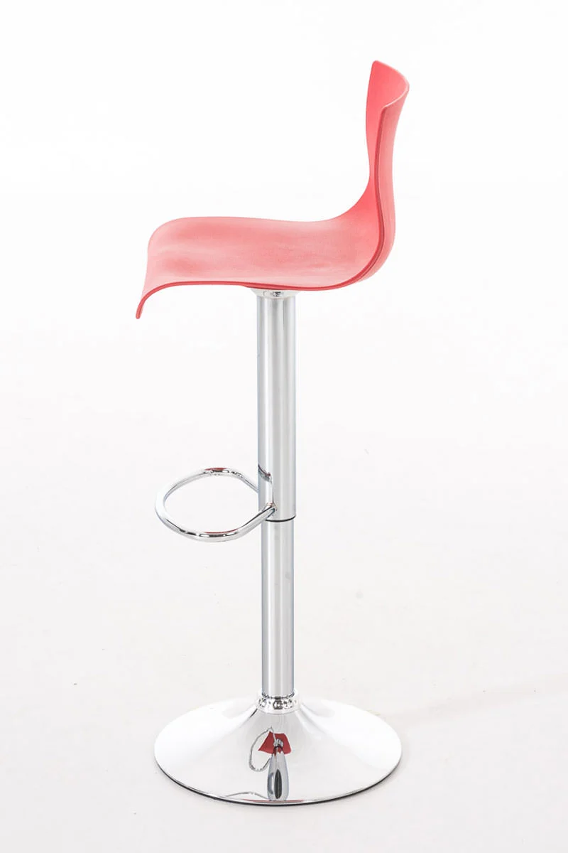 Lot de 2 tabourets de bar design classique hauteur réglable en plastique rouge et métal chromé 10_0000686