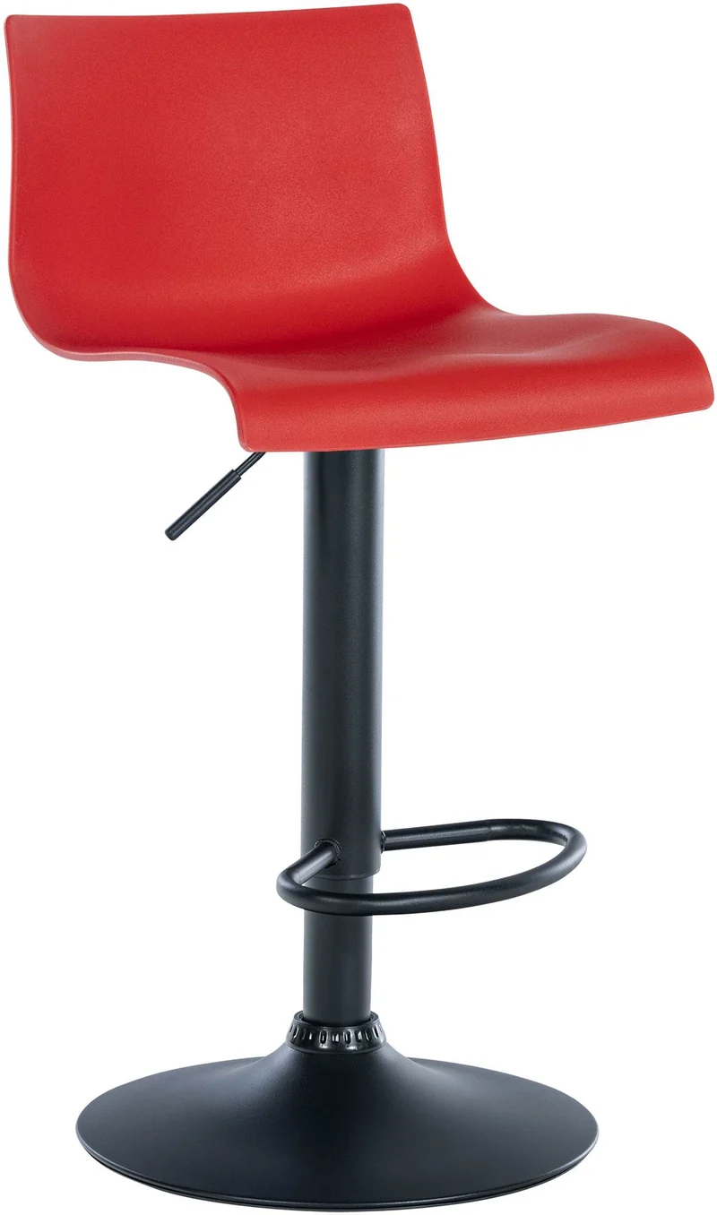 Lot de 2 tabourets de bar design simple avec repose-pieds en plastique rouge pieds en métal noir 10_0004046