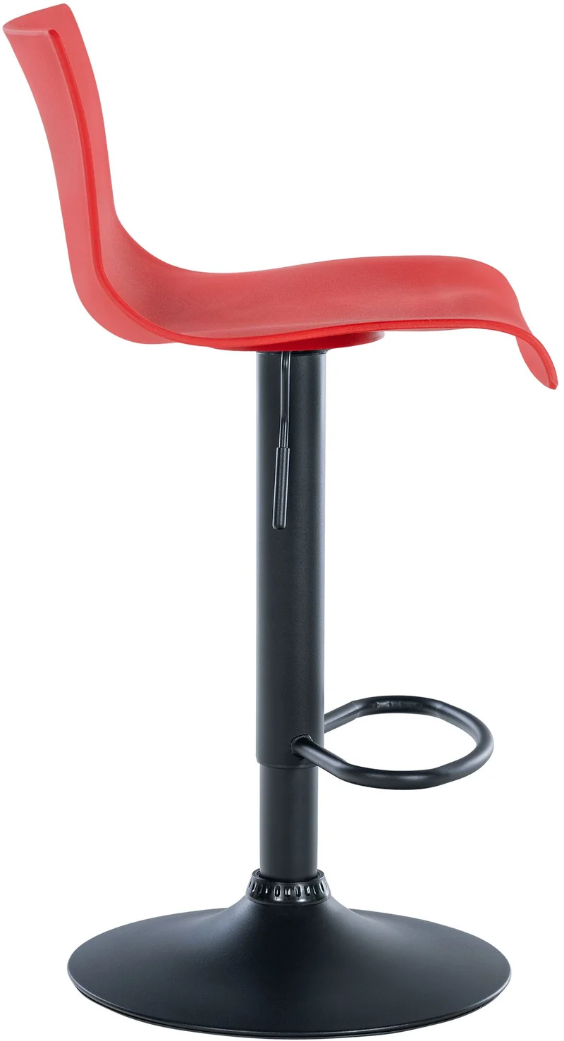 Lot de 2 tabourets de bar design simple avec repose-pieds en plastique rouge pieds en métal noir 10_0004046