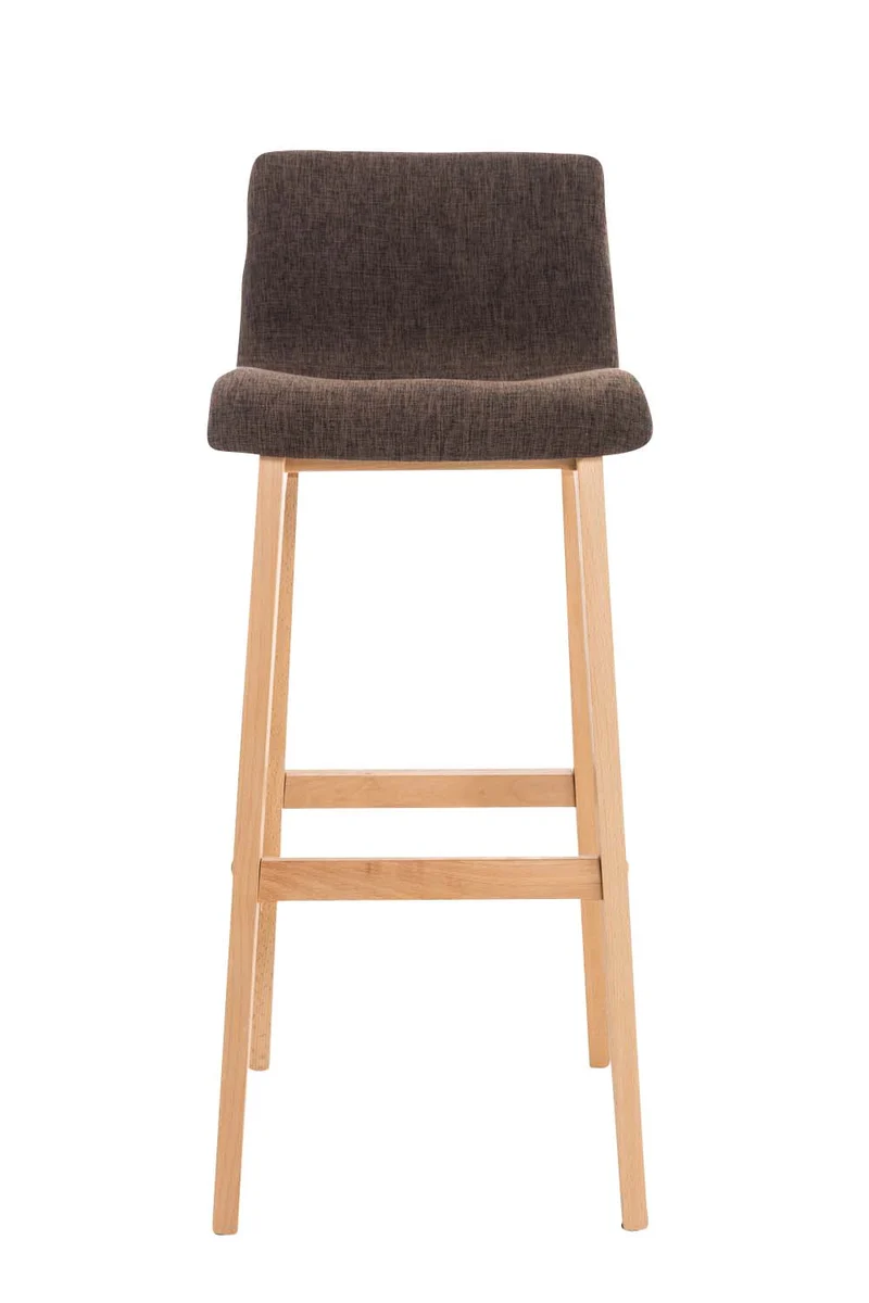 Tabouret de bar x1 design moderne en tissu marron piètement stable à 4 pieds en bois clair 10_0004971