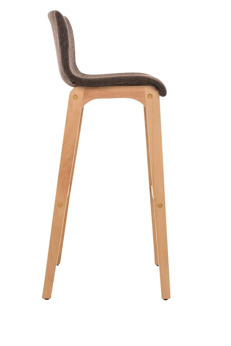 Tabouret de bar x1 design moderne en tissu marron piètement stable à 4 pieds en bois clair 10_0004971