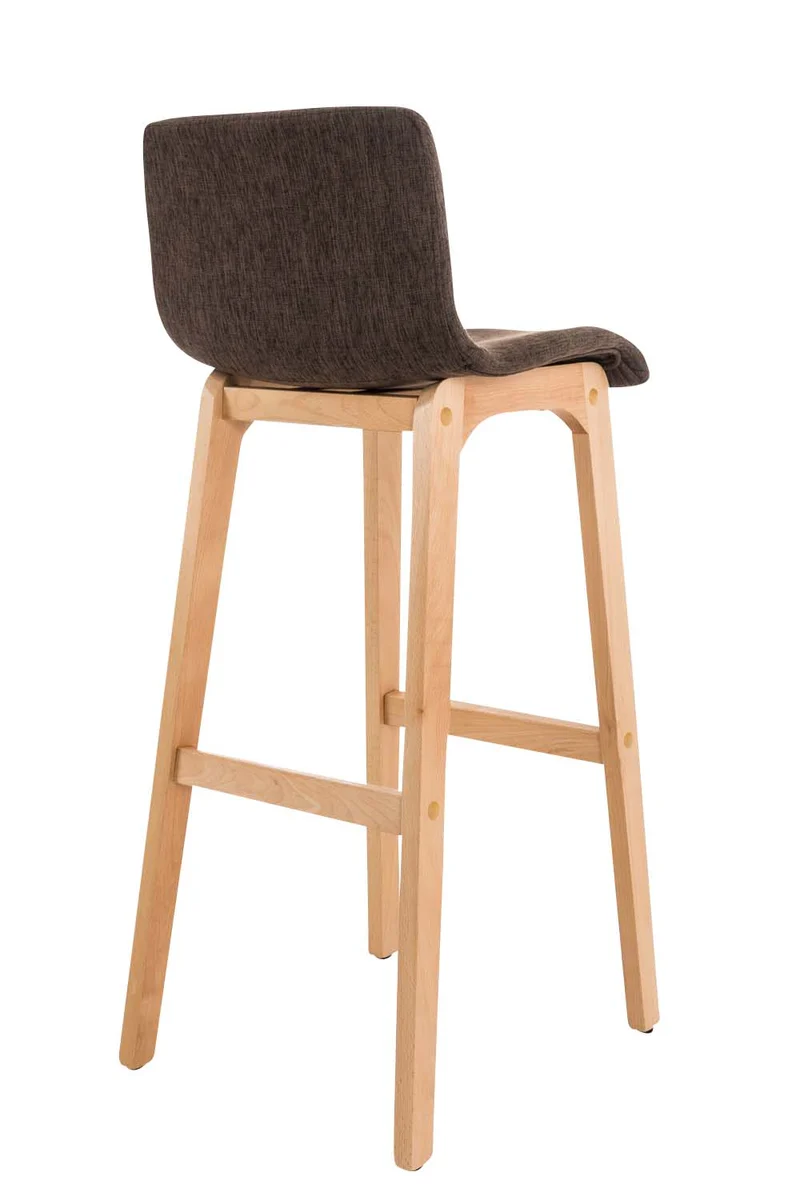 Tabouret de bar x1 design moderne en tissu marron piètement stable à 4 pieds en bois clair 10_0004971