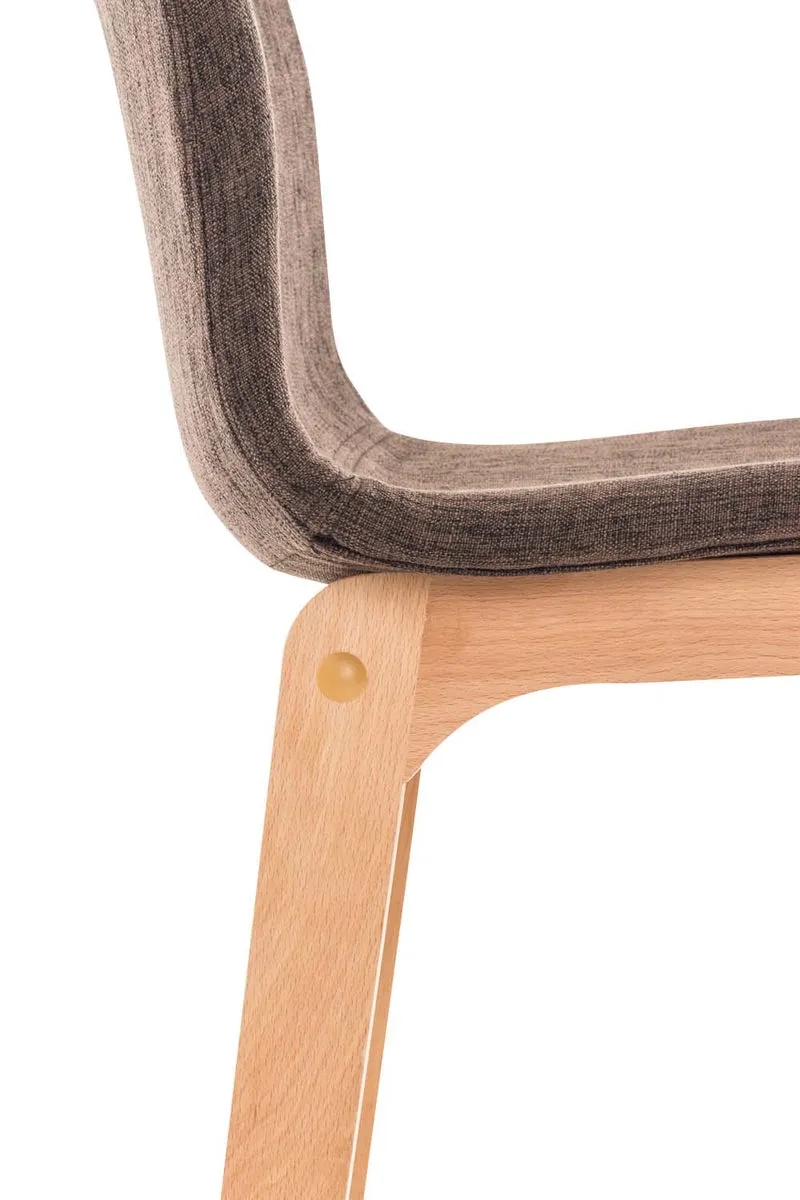 Tabouret de bar x1 design moderne en tissu marron piètement stable à 4 pieds en bois clair 10_0004971