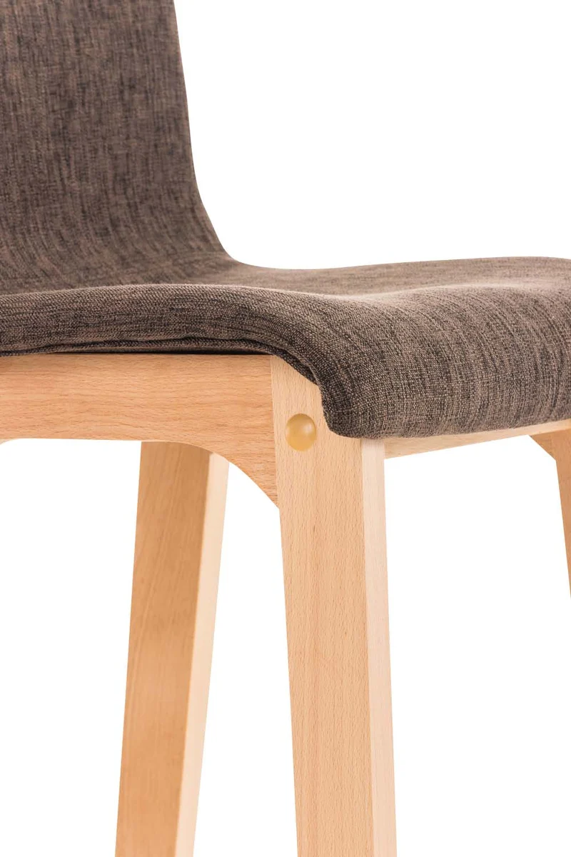 Tabouret de bar x1 design moderne en tissu marron piètement stable à 4 pieds en bois clair 10_0004971