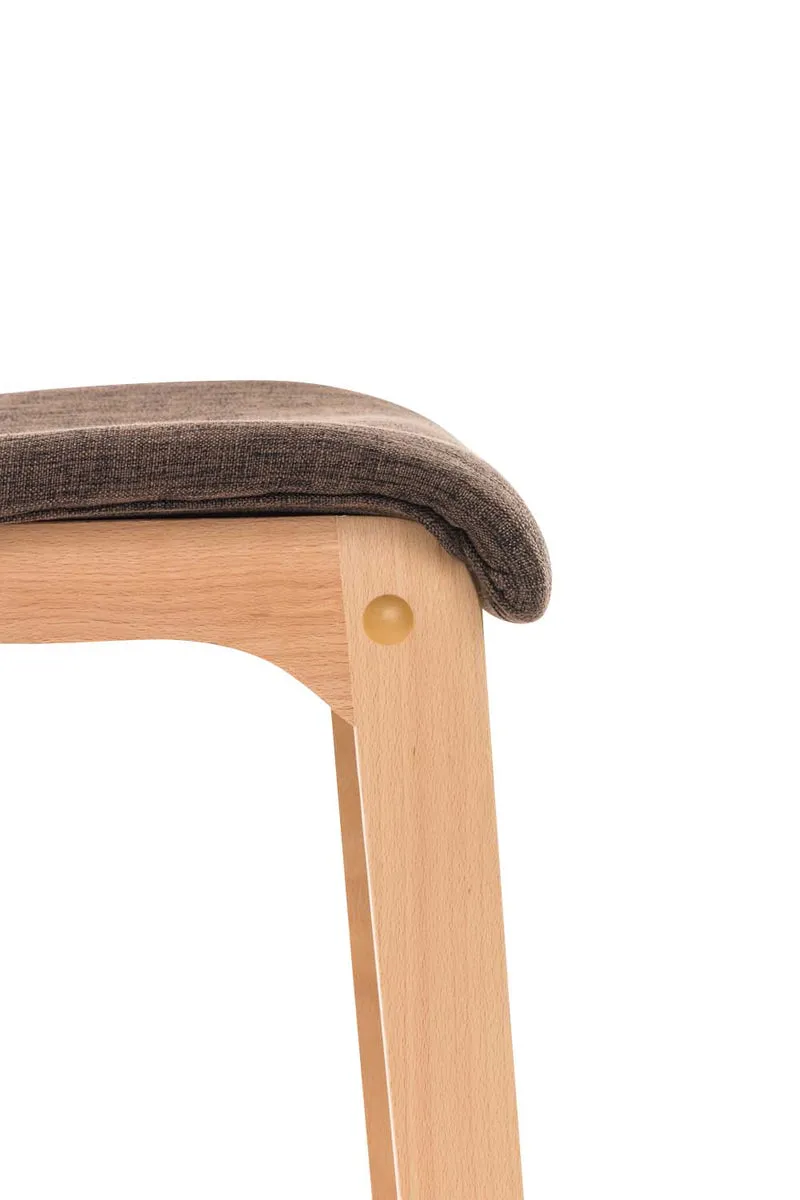Tabouret de bar x1 design moderne en tissu marron piètement stable à 4 pieds en bois clair 10_0004971