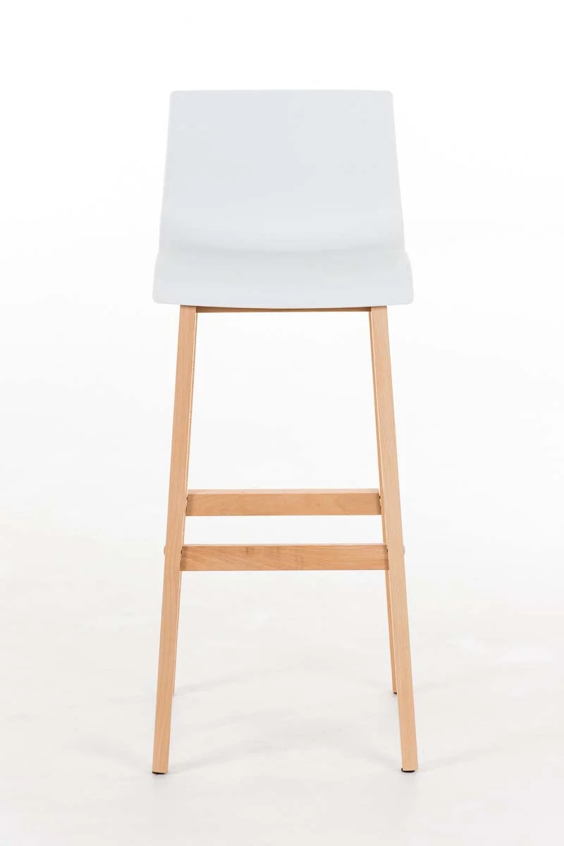 Tabouret de bar design scandinave x1 structure de 4 pieds en bois assise en plastique blanc 10_0004942