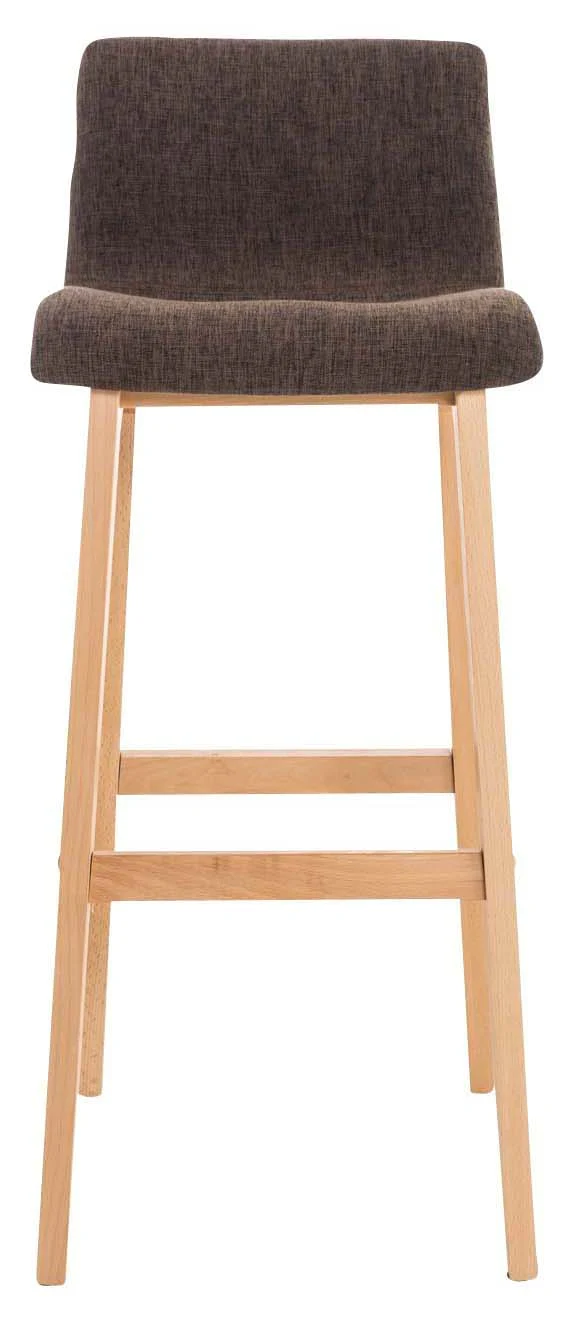 Lot de 2 tabourets de bar design avec structure de 4 pieds en bois et assise en tissu marron 10_0004210