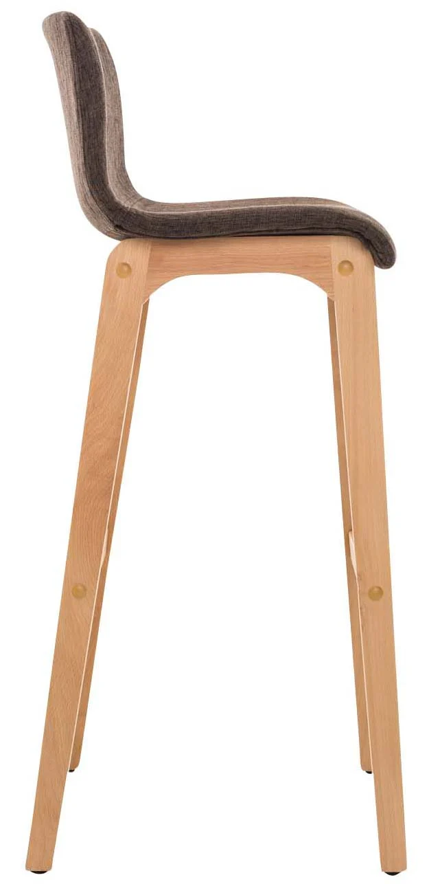Lot de 2 tabourets de bar design avec structure de 4 pieds en bois et assise en tissu marron 10_0004210