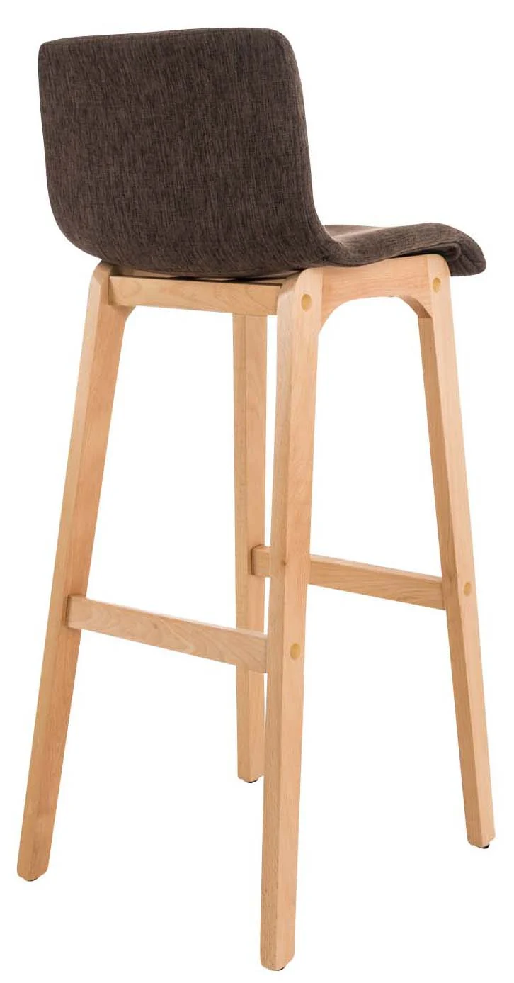 Lot de 2 tabourets de bar design avec structure de 4 pieds en bois et assise en tissu marron 10_0004210