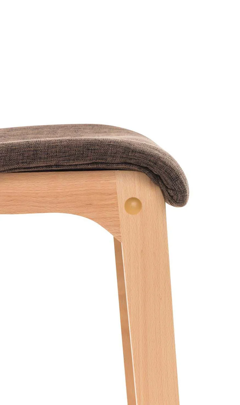 Lot de 2 tabourets de bar design avec structure de 4 pieds en bois et assise en tissu marron 10_0004210
