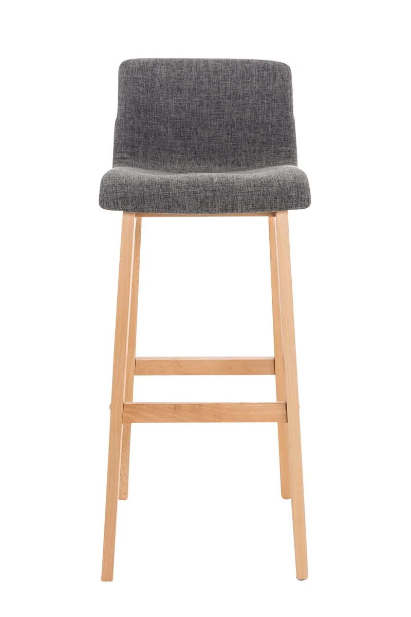 Tabouret de bar x1 avec repose-pieds structure de 4 pieds en bois assise en tissu gris clair 10_0004974