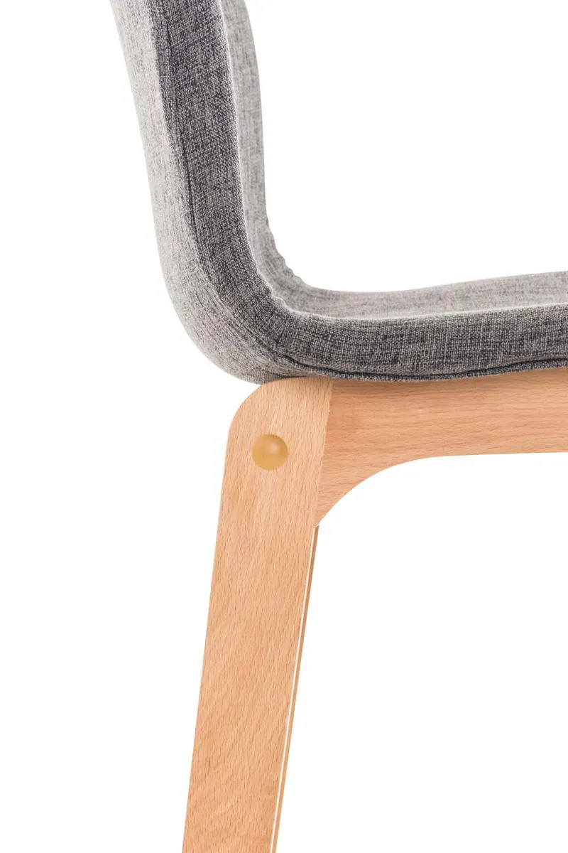 Tabouret de bar x1 avec repose-pieds structure de 4 pieds en bois assise en tissu gris clair 10_0004974