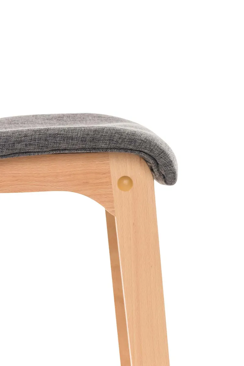 Tabouret de bar x1 avec repose-pieds structure de 4 pieds en bois assise en tissu gris clair 10_0004974