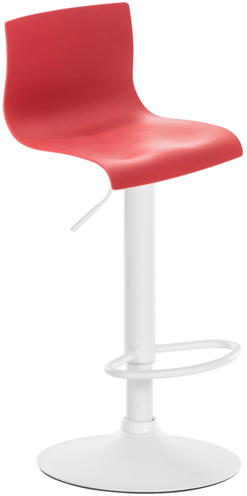 Tabouret de bar x1 avec repose-pieds pivotant dossier incurvé en plastique rouge et métal blanc 10_0004985