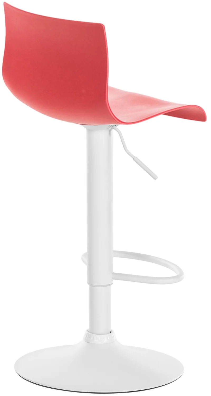 Tabouret de bar x1 avec repose-pieds pivotant dossier incurvé en plastique rouge et métal blanc 10_0004985