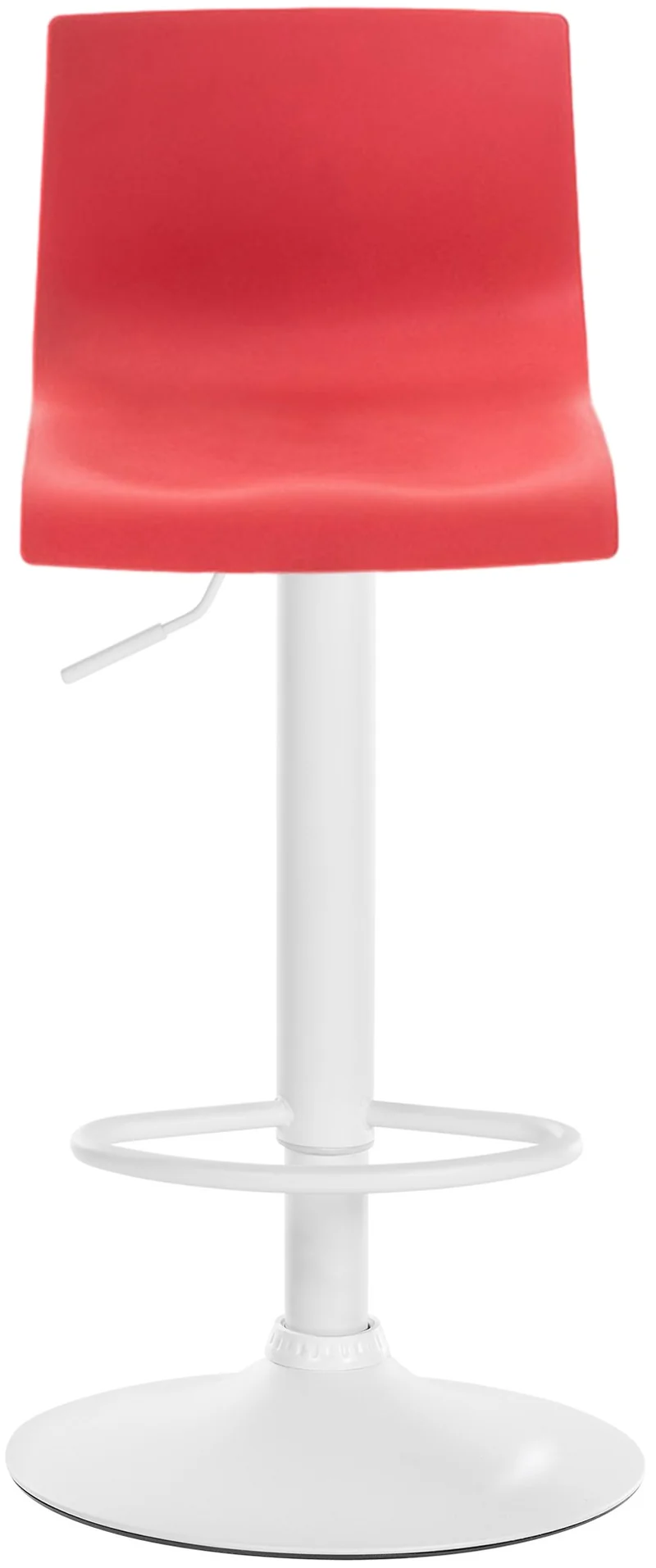 Tabouret de bar x1 avec repose-pieds pivotant dossier incurvé en plastique rouge et métal blanc 10_0004985
