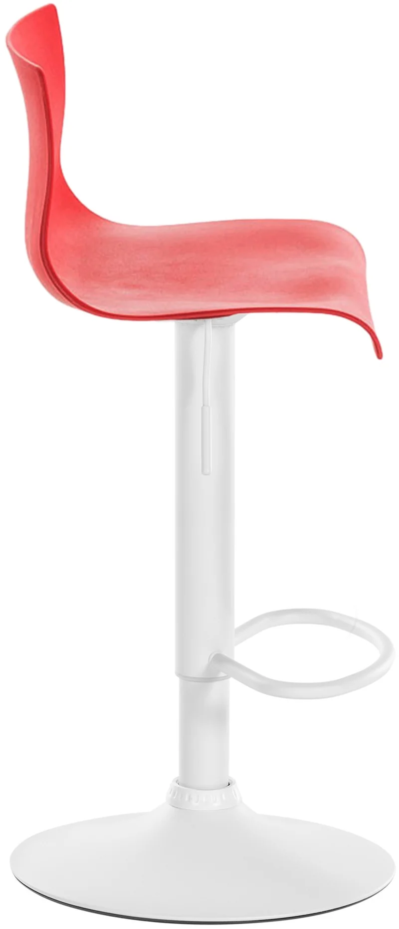 Tabouret de bar x1 avec repose-pieds pivotant dossier incurvé en plastique rouge et métal blanc 10_0004985