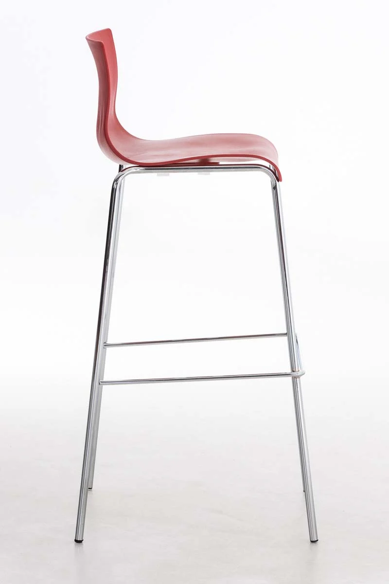 Tabouret de bar avec repose-pieds dossier incurvé en plastique noir et 4 pieds en métal chromé 10_0004941