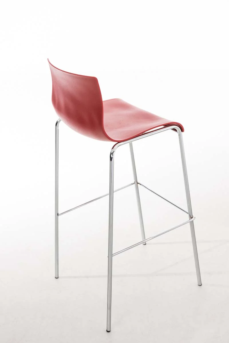 Tabouret de bar avec repose-pieds dossier incurvé en plastique noir et 4 pieds en métal chromé 10_0004941