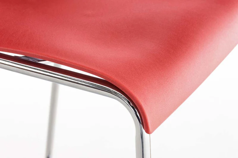 Tabouret de bar avec repose-pieds dossier incurvé en plastique noir et 4 pieds en métal chromé 10_0004941