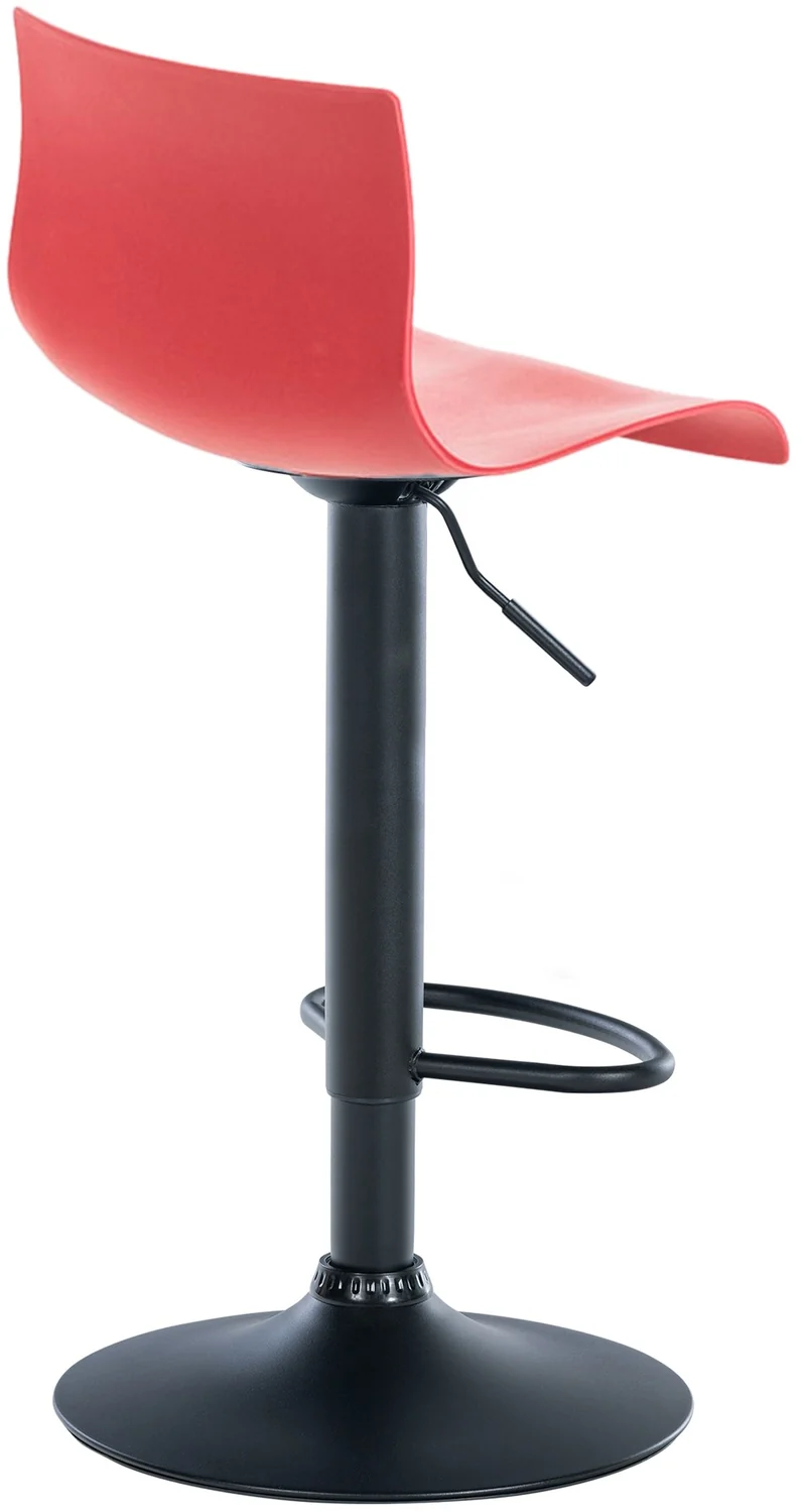 Tabouret de bar avec repose-pieds pivotant dossier incurvé en plastique rouge et métal noir 10_0004935