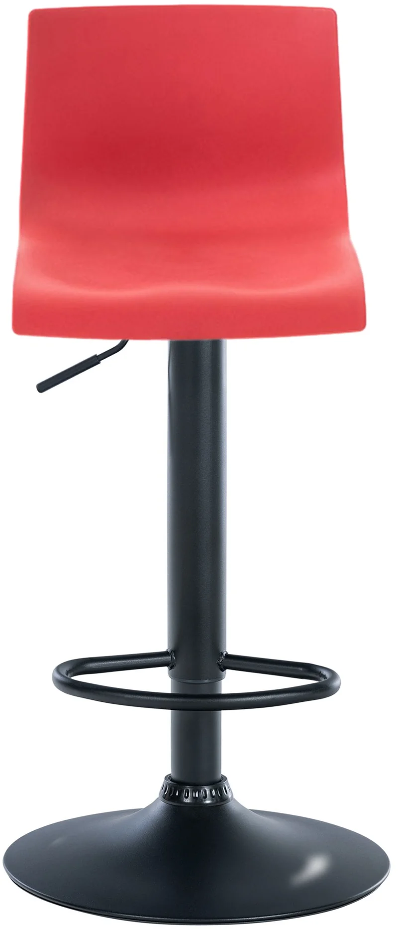 Tabouret de bar avec repose-pieds pivotant dossier incurvé en plastique rouge et métal noir 10_0004935