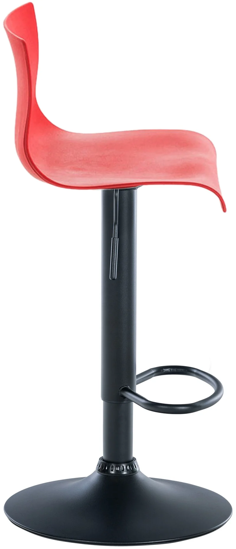 Tabouret de bar avec repose-pieds pivotant dossier incurvé en plastique rouge et métal noir 10_0004935