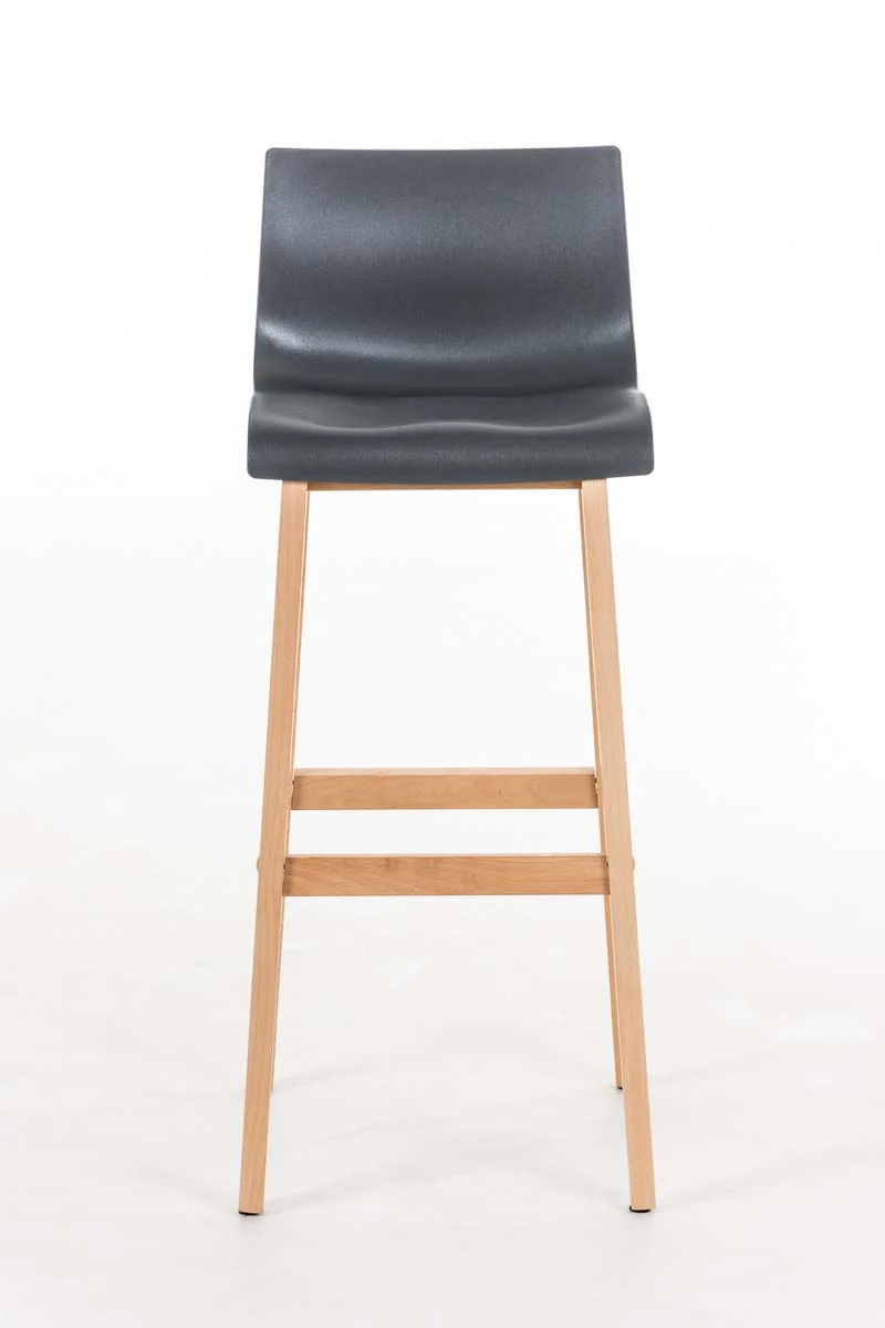 Tabouret de bar design scandinave x1 structure de 4 pieds en bois assise en plastique gris 10_0004944
