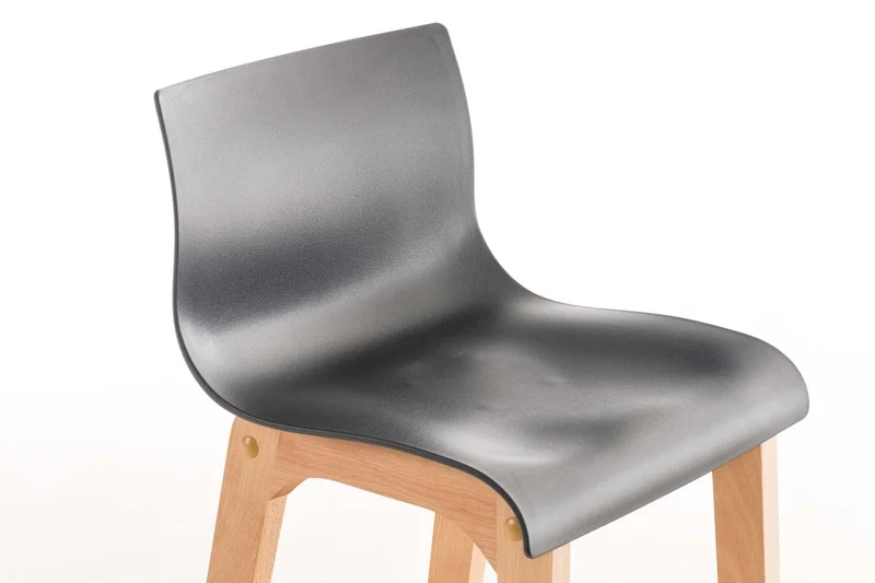 Tabouret de bar design scandinave x1 structure de 4 pieds en bois assise en plastique gris 10_0004944