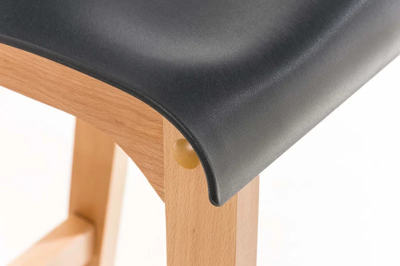 Tabouret de bar design scandinave x1 structure de 4 pieds en bois assise en plastique gris 10_0004944