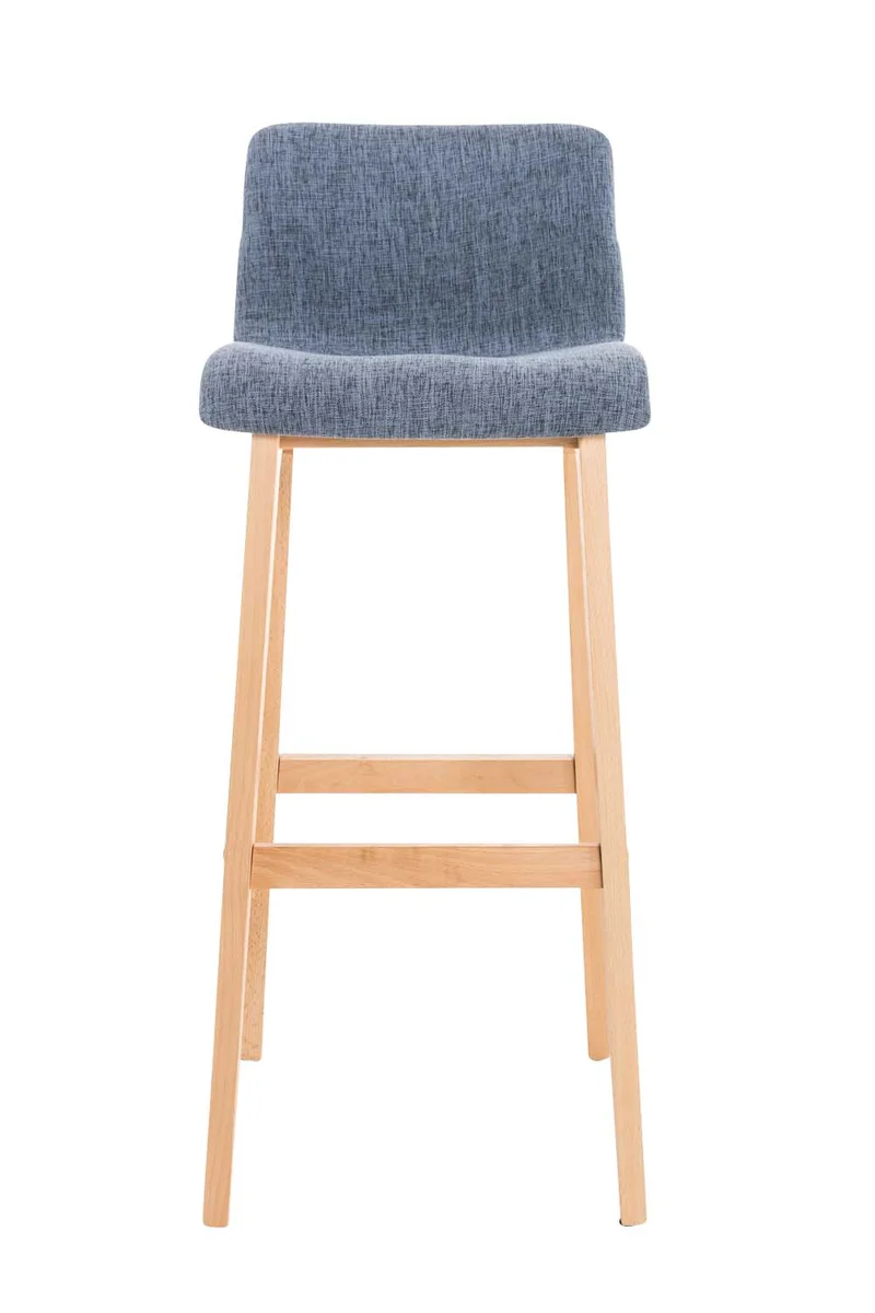 Tabouret de bar x1 design moderne en tissu bleu piètement stable à 4 pieds en bois clair 10_0004970
