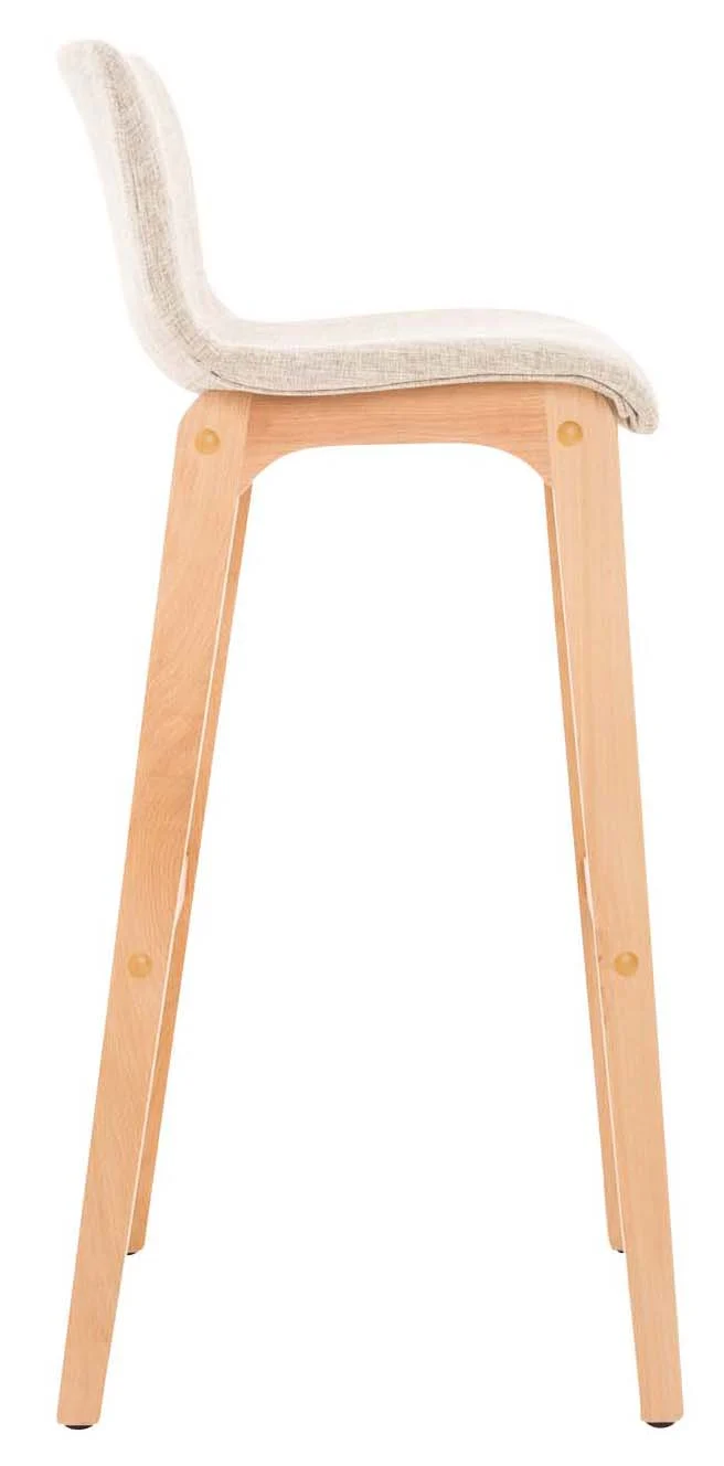 Lot de 2 tabourets de bar design avec structure de 4 pieds en bois et assise en tissu crème 10_0004211