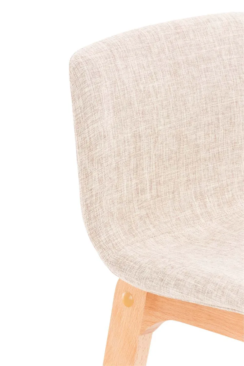Lot de 2 tabourets de bar design avec structure de 4 pieds en bois et assise en tissu crème 10_0004211