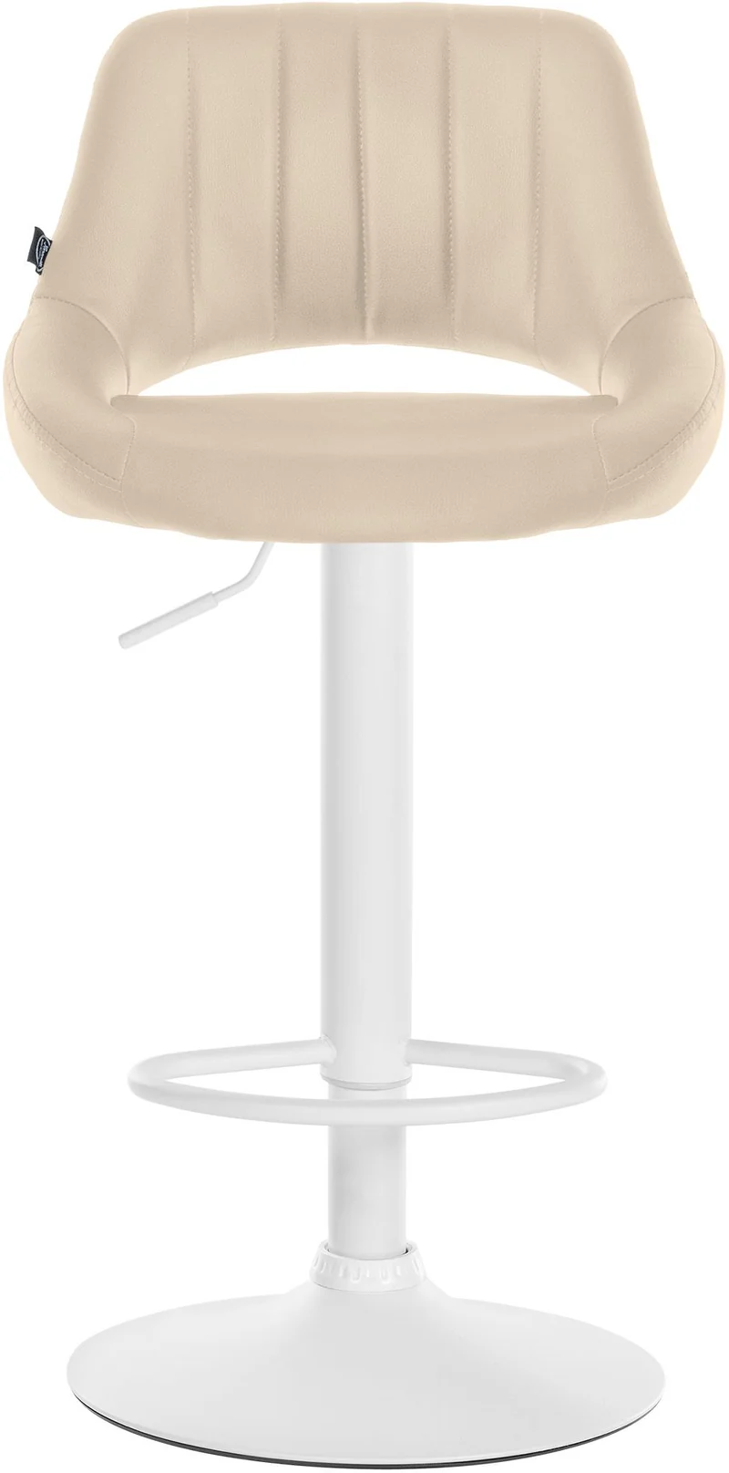 Lot de 2 tabourets de bar chaises hautes réglables en PVC crème dossier ajouré et pied métal blanc 10_0006798