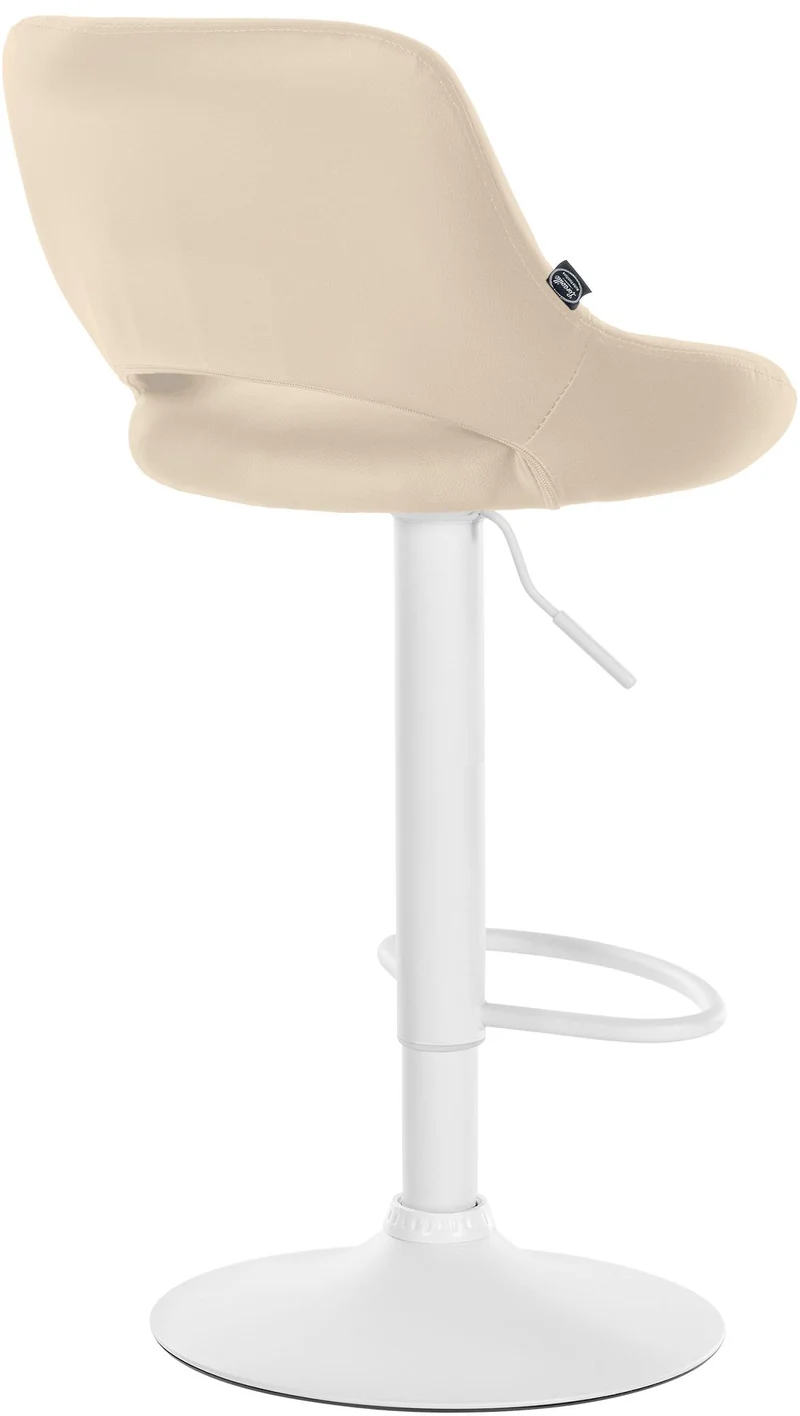 Lot de 2 tabourets de bar chaises hautes réglables en PVC crème dossier ajouré et pied métal blanc 10_0006798