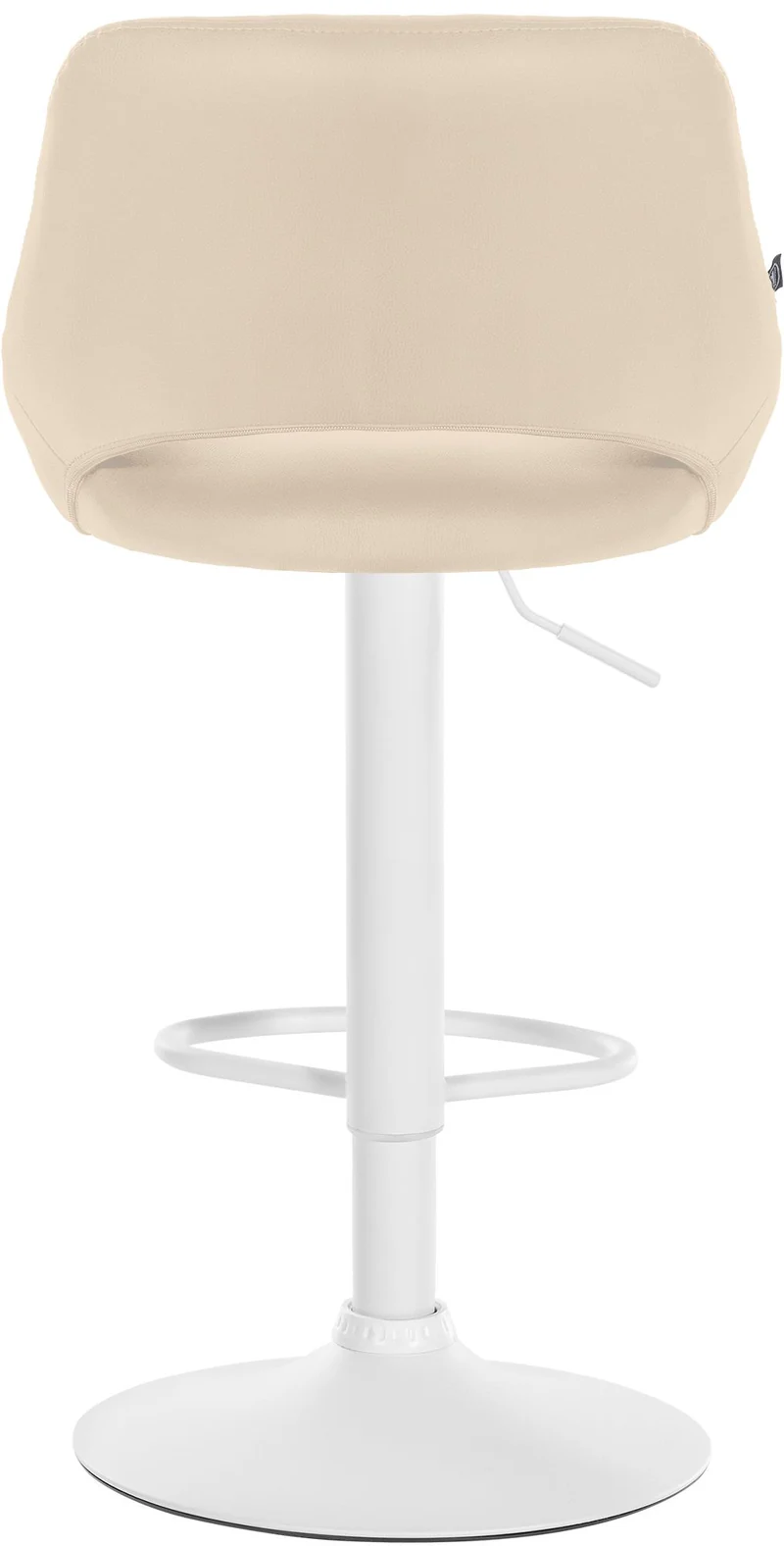 Lot de 2 tabourets de bar chaises hautes réglables en PVC crème dossier ajouré et pied métal blanc 10_0006798