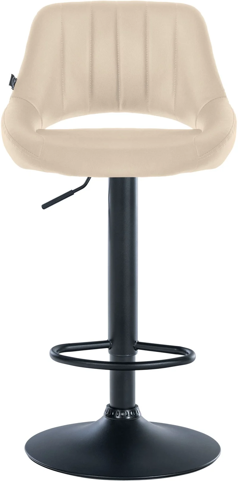 Lot de 2 tabourets de bar chaises hautes réglables en PVC crème dossier ajouré et pied métal noir 10_0006797