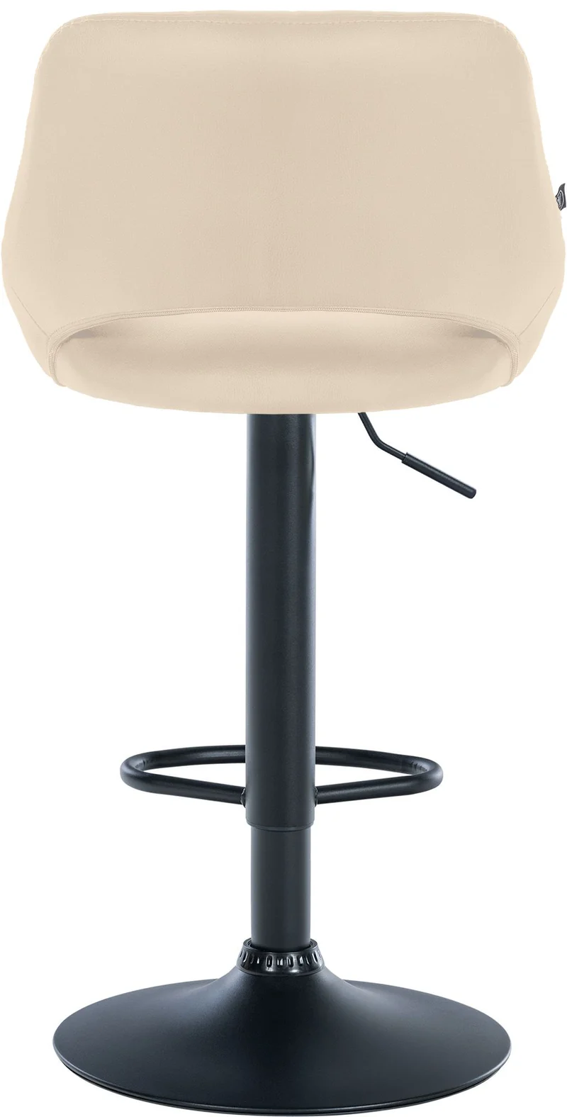 Lot de 2 tabourets de bar chaises hautes réglables en PVC crème dossier ajouré et pied métal noir 10_0006797