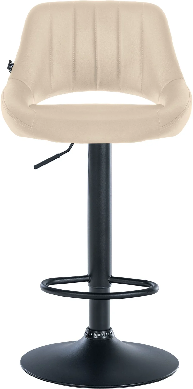 Tabouret de bar chaise haute x1 réglables en PVC crème dossier ajouré et pied métal noir 10_0006595